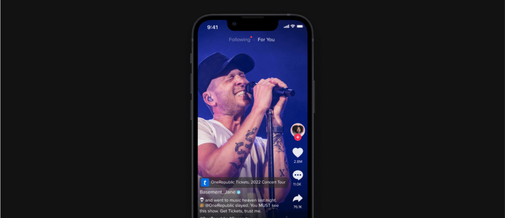 screenshot of ticketmaster and TikTok feature on iphone
