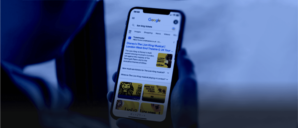 screenshot of seo search on iPhone