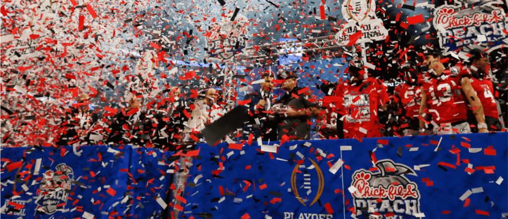 confetti celebration at peach bowl 2024