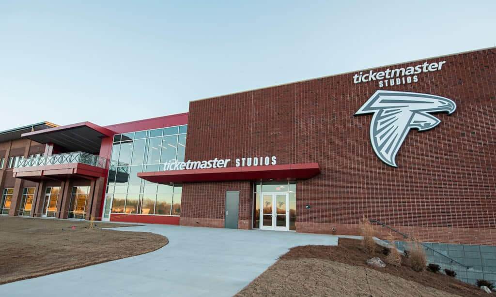 Atlanta Falcons Ticketmaster Studios. Outside view.